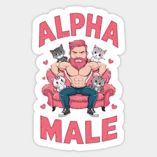 Alpha Male Funny Cats Kittens Gift Fathers Day Gay Man LGBT Pride Cat Dad Sticker